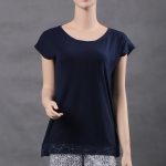 Pajamas navy cotton with dantel