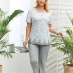 بيجاما خضراء قطنية بأكمام قصيرة