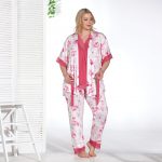 Cotton Pajama Set with Robe - Large Sizes
